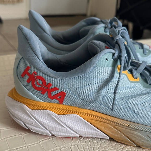 Hoka Pale Blue Running Shoes with Yellow and Red Accents - Picture 4 of 16